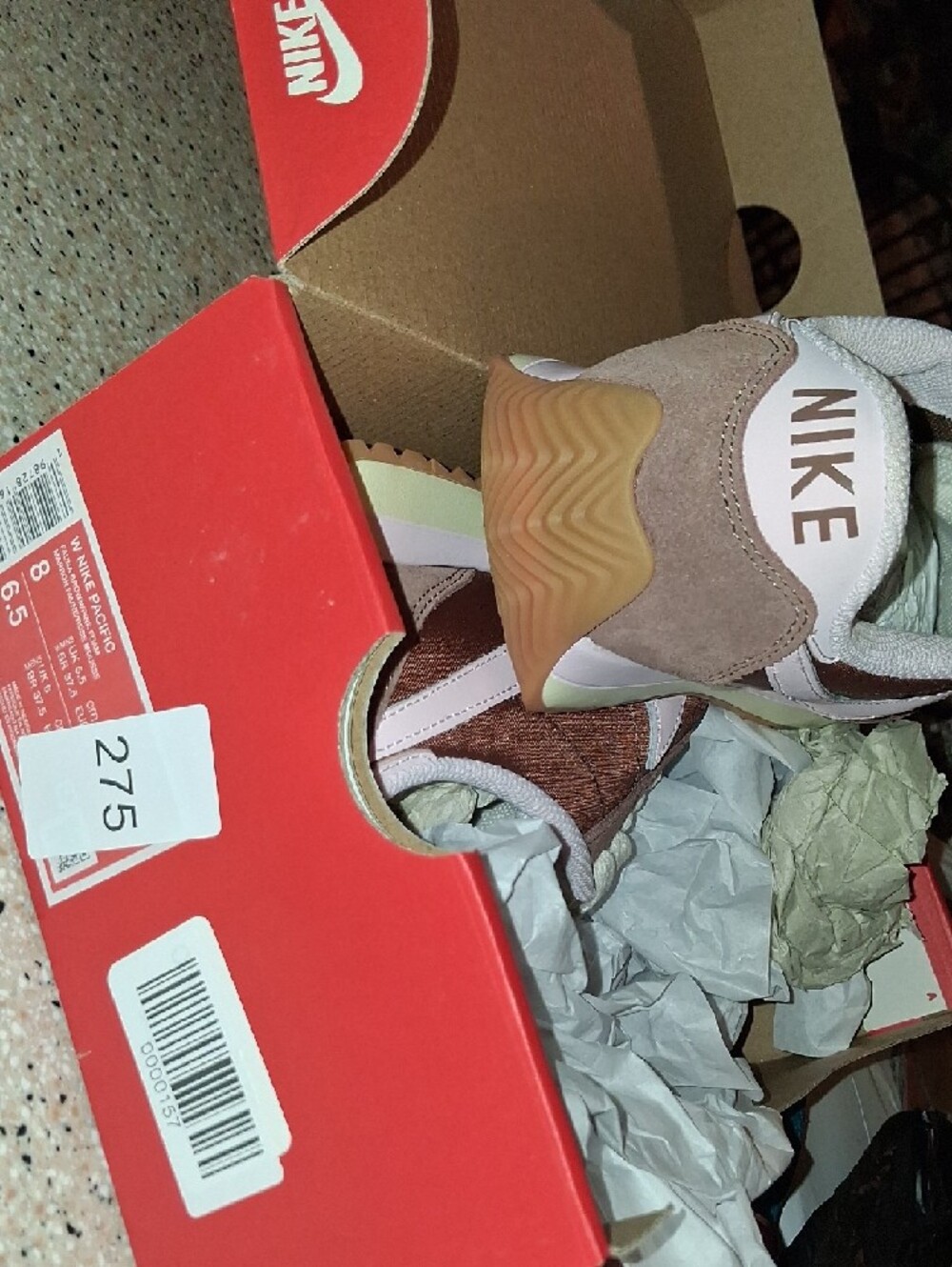 Nike Brown Suede Sneakers with Light Pink Swoosh - Picture 7 of 9